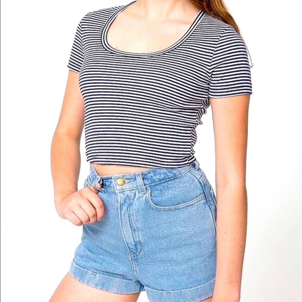 Black and white striped crop top